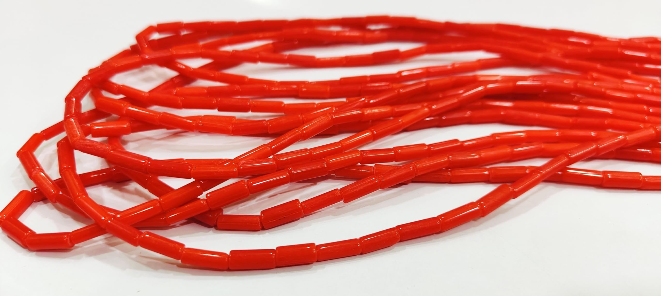 Red Coral Tubelite Shape Beads Size 4x10mm Approximately Sold per Strand of 14Inches Long Smooth Orange Coral Beads