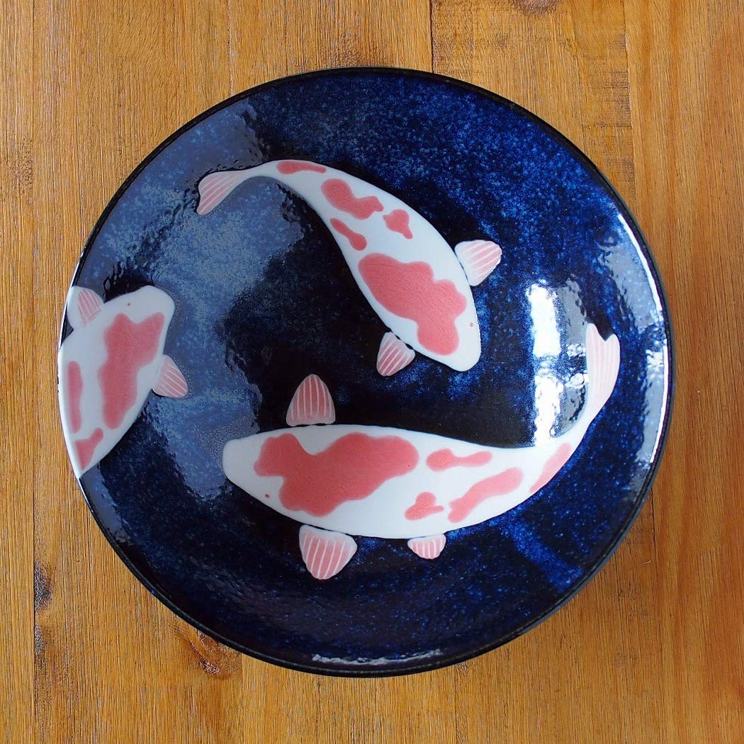 Bol Donburi Japonais Mino-yaki En Céramique – Motif Vagues Seigaiha Bleu Traditionnel – 13 Cm – Fabriqué Au Japon