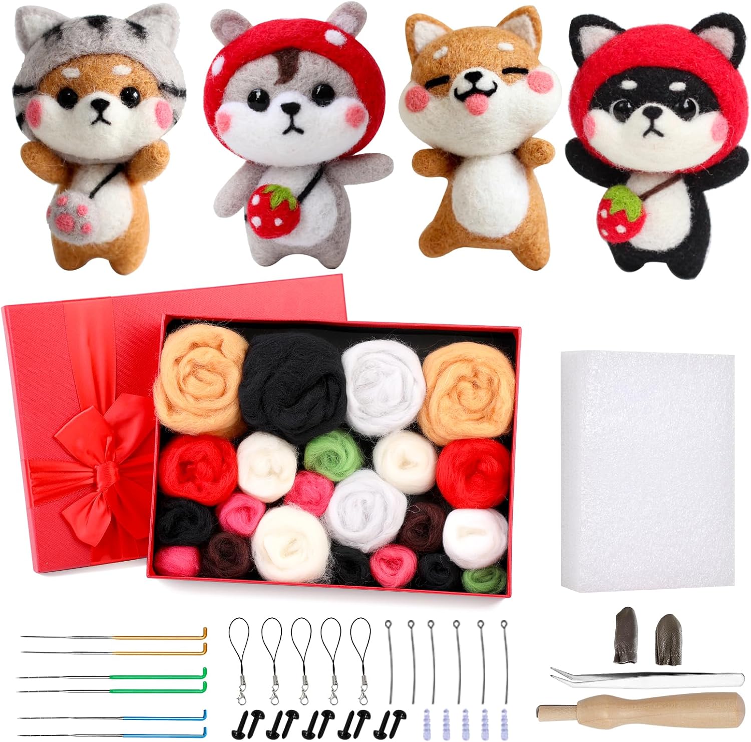 IMZAY Needle Felting Kit for Making 4 Dog Wool Felting Tools Set with