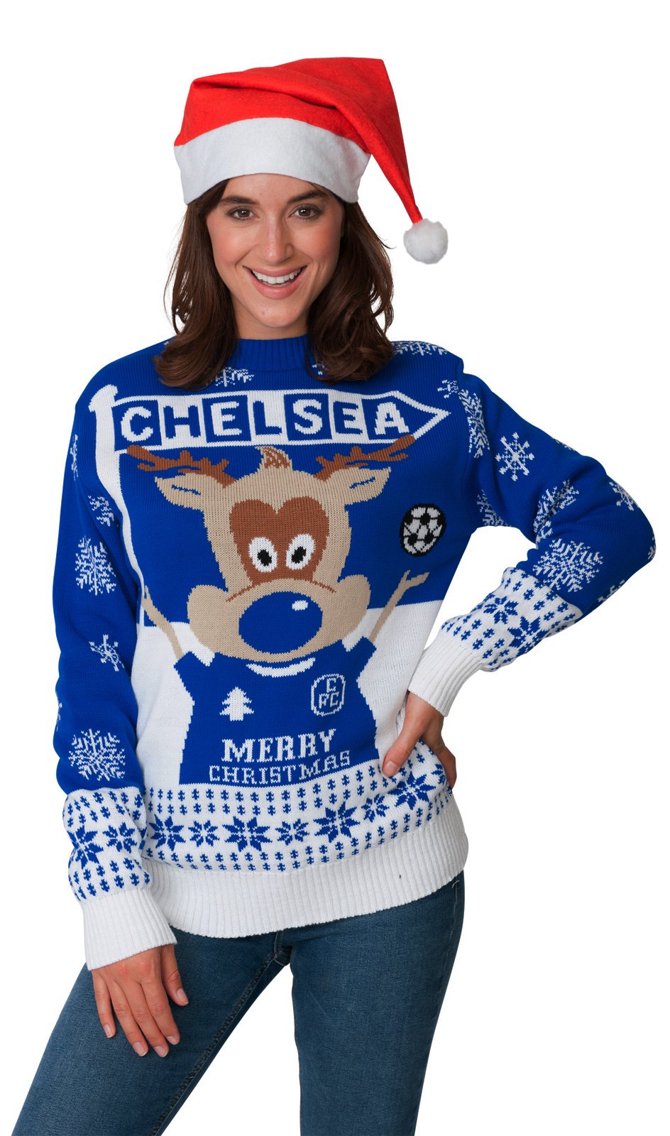 Hsa Women's Chelsea Christmas Xmas Jumper Football Sweater Mens Unisex Novelty Jumpers First Christmas As Mr And Mrs Jumper Ugly