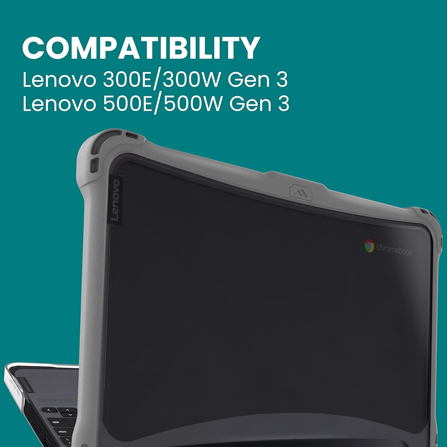 Brenthaven EXO Hard Shell Laptop Case Fits Lenovo 300e/500e Chromebook Gen 3 - Durable, Secure, Drop Tested and Reliable Device Protection for Kids, Students, School, Office or Personal Use - Gray