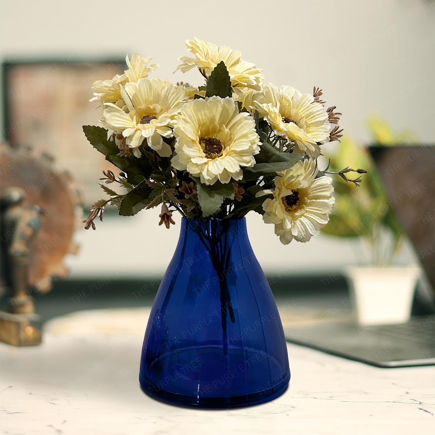 The Purple Tree Modern Glass Vase for Home Decor (Pack of 1, Midnight Blue) Borosil Glass Vase, Flower Vase for Home Decor, Victorian Vase for Centerpiece, Living Room, Office, Gifts-image-40