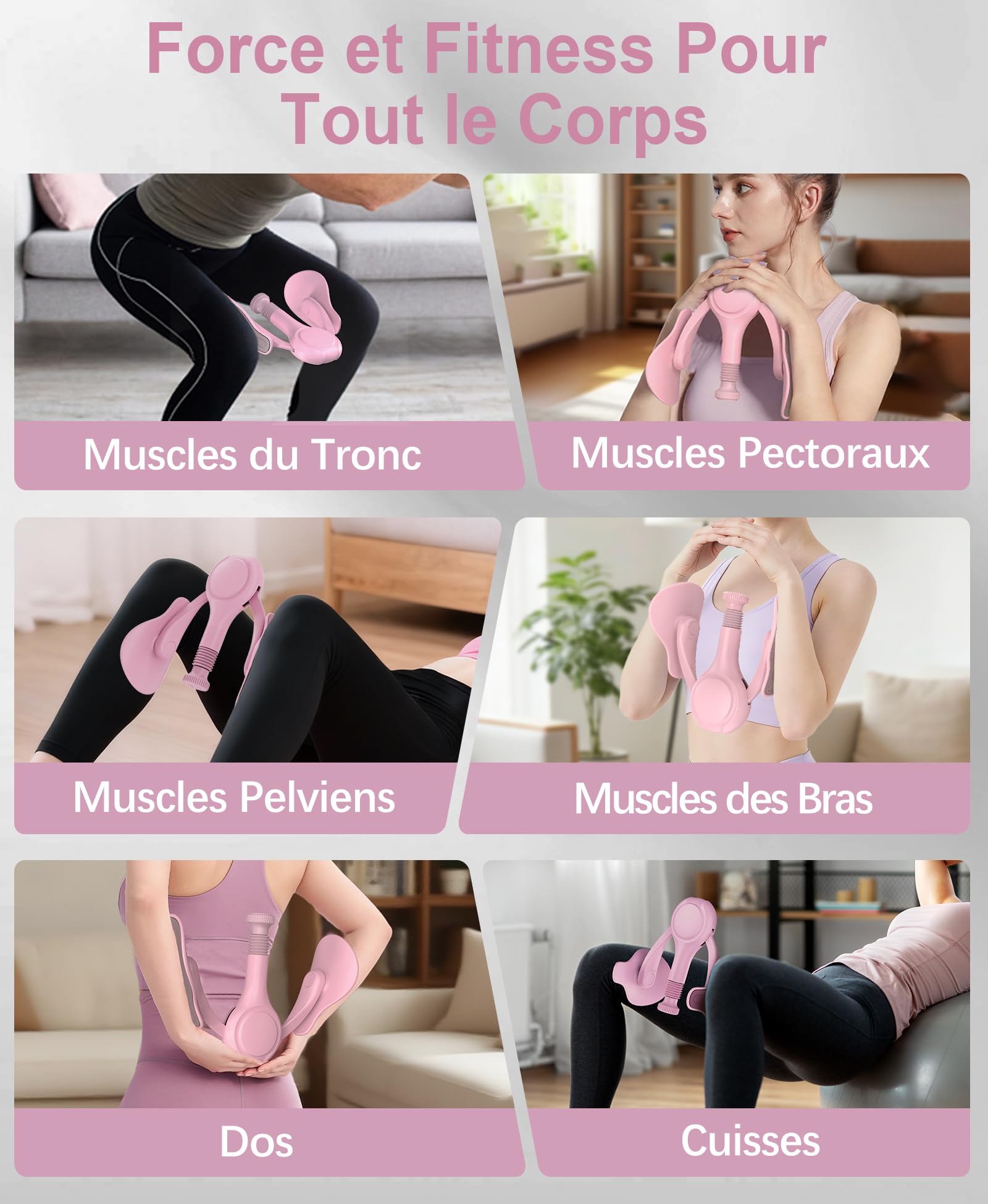 Appareil pour Muscler Le Périnée et Fessiers, Kegel Appareil de Musculation Réglable 31.8kg pour Femme et Homme, Équipement de Renforcement à Domicile pour Post-Partum, avec Bande