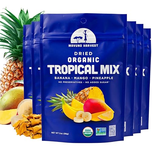 Miniatura 94 de Mavuno Harvest Paquete variado de frutas secas orgánicas, mango seco, papaya, piña, plátano, yaca y mezcla tropical, saludable, vegano, sin azúcar