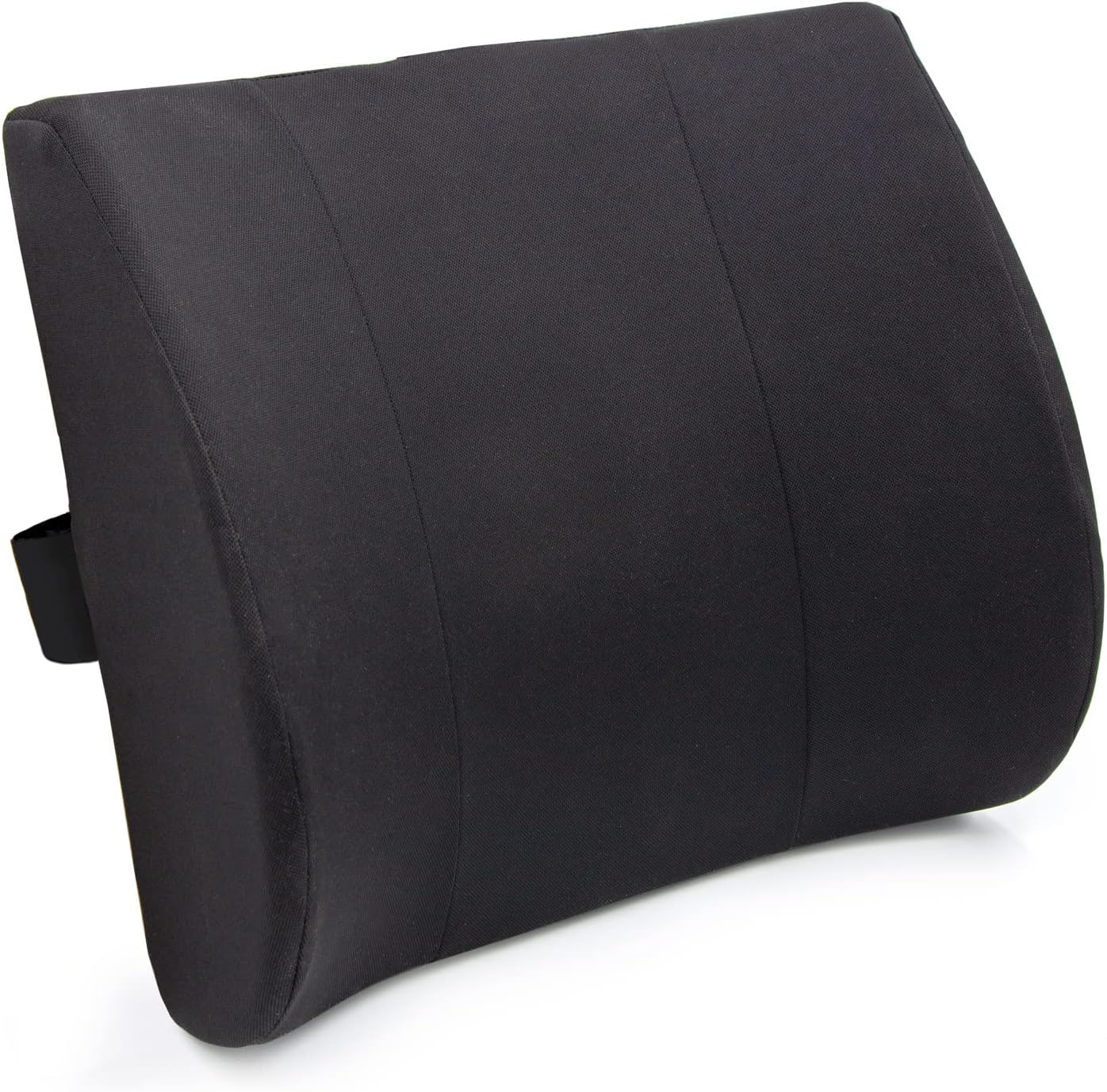 DMI Lumbar Pillow for Chair to Assist with Support with Removable Washable Cover to Ease Lower Back Pain and Discomfort while Improving Posture, 14 x 13 x 5, Contoured Foam, Premium, Black