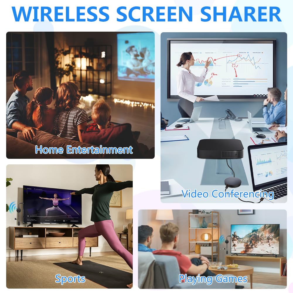 Adaptateur Dongle HDMI sans Fil 1080P 2,4/5 GHz Miracast WiFi Streaming TV Moniteur Projecteur