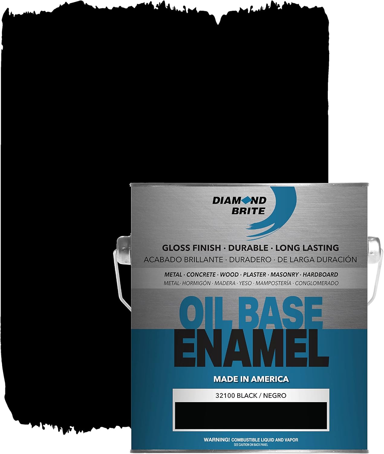 Diamond Brite Paint Oil-Based Enamel Paint 32100-1, High-Hiding Gloss Finish, Interior/Exterior Durable Coating, Multi-Surface Use (Metal, Wood, Masonry), Black, 1 Gallon (128 fl oz)