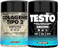Kit 1x Colageno Tipo 2 Joelho E Articulação Collagen 40mg 60 Capsulas + 1 Unidade Vitaminas e Minerais Pote 60 Cápsulas Vitamina B6 Calcio Zinco Magnesio Boro Body Nutry