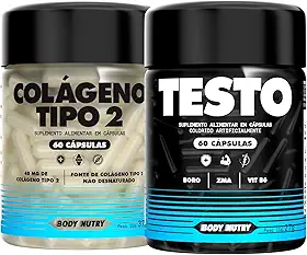 Kit 1x Colageno Tipo 2 Joelho E Articulação Collagen 40mg 60 Capsulas + 1 Unidade Vitaminas e Minerais Pote 60 Cápsulas Vitamina B6 Calcio Zinco Magnesio Boro Body Nutry