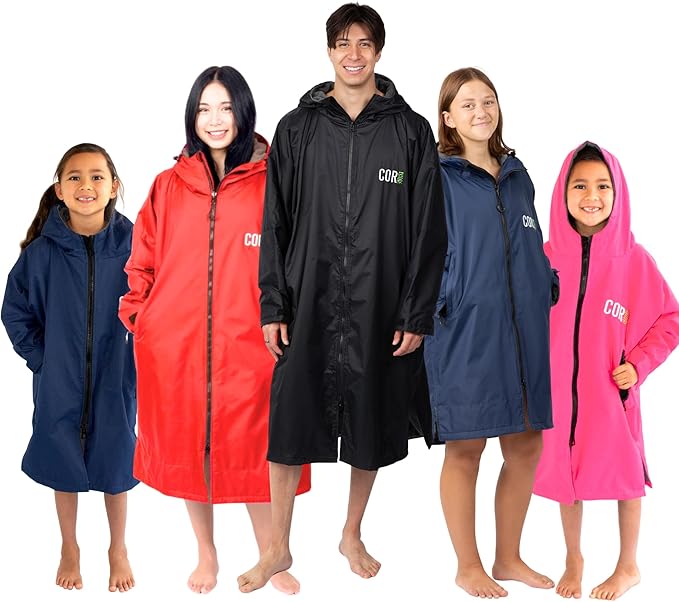 COR Surf Swim Parka for Youth and Adults | Heavy-Duty Weatherproof Swimming Jacket with Size Options for Men, Women and Kids