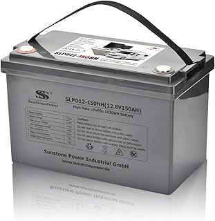 Sunstone 12V 150AH LiFePO4 Batteriespeicher mit Bluetooth, max. 150A Entladestrom (High-Rate-Discharge) für Solaranlagen im Haus Wohnmobil Caravan Boot