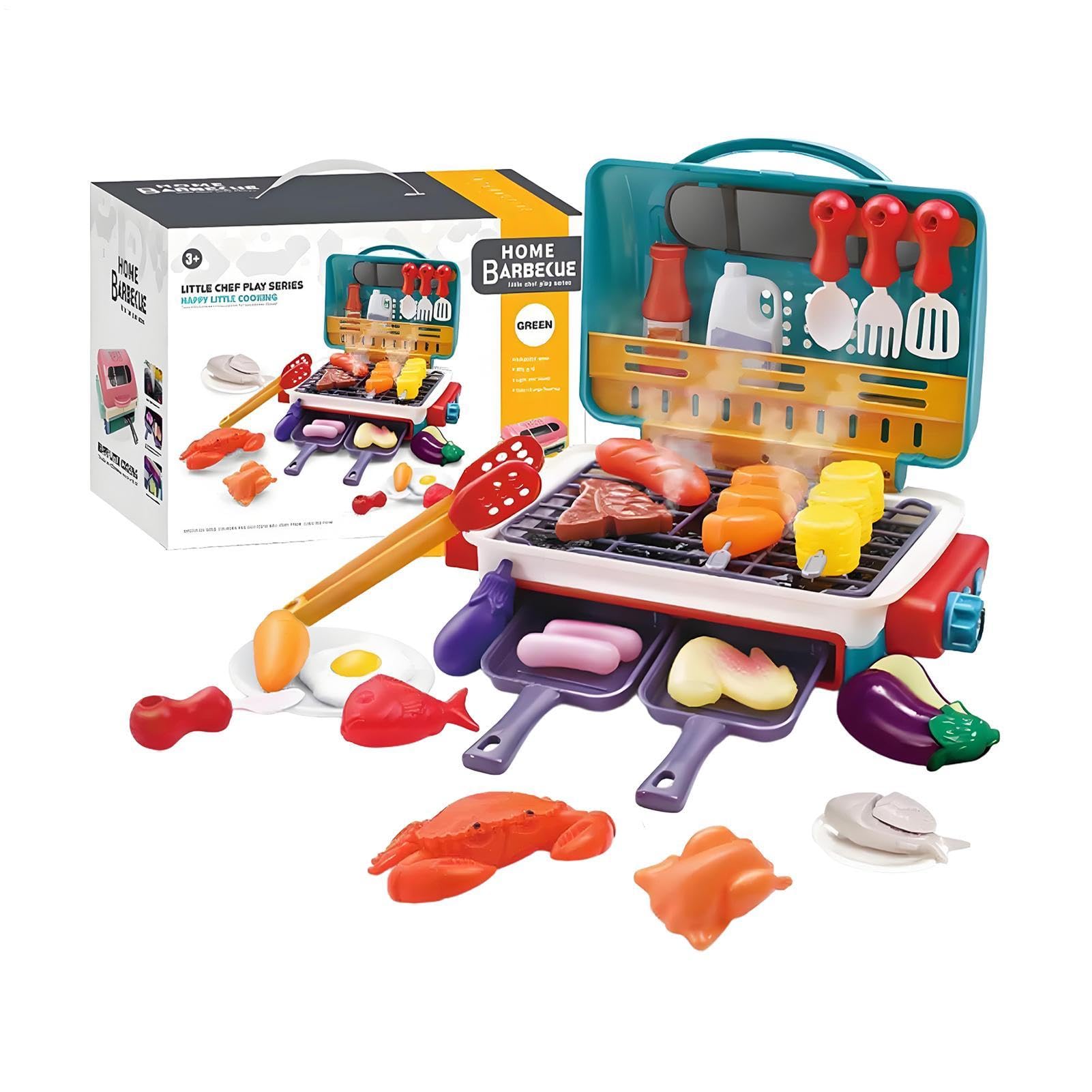 Interactive BBQ Set - Color Changing BBQ Toy, Cooking Experience with Lights and Sounds Complete Utensil Kit | Fun Pretending Chef Play Set for