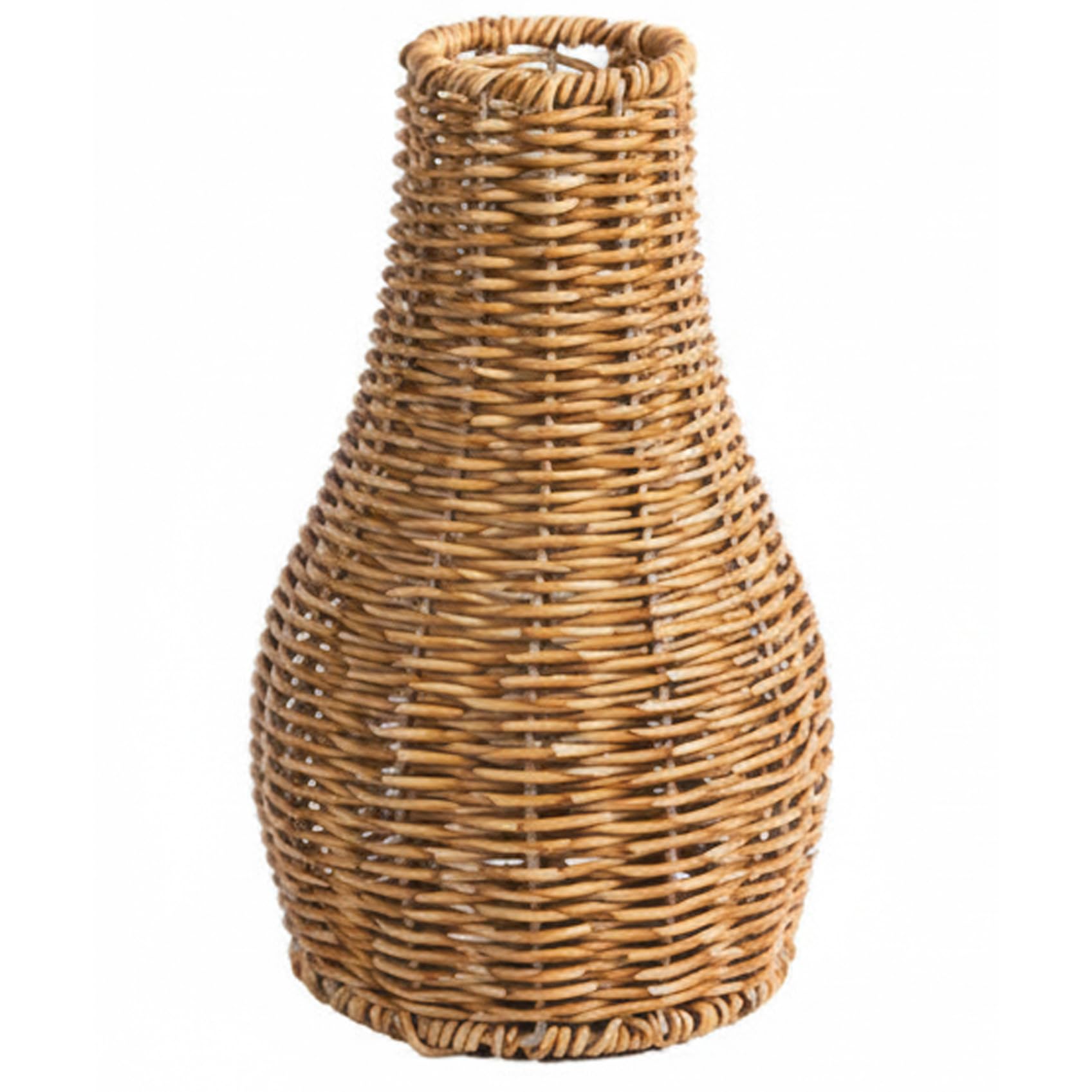 Qoidrfofse Wicker Vase, Hand Woven Rattan Vase for Home Decor, Rustic Basket Vases for Table Centerpiece Dried Flowers, Large Decorative Planter, Brown, 10 Inch