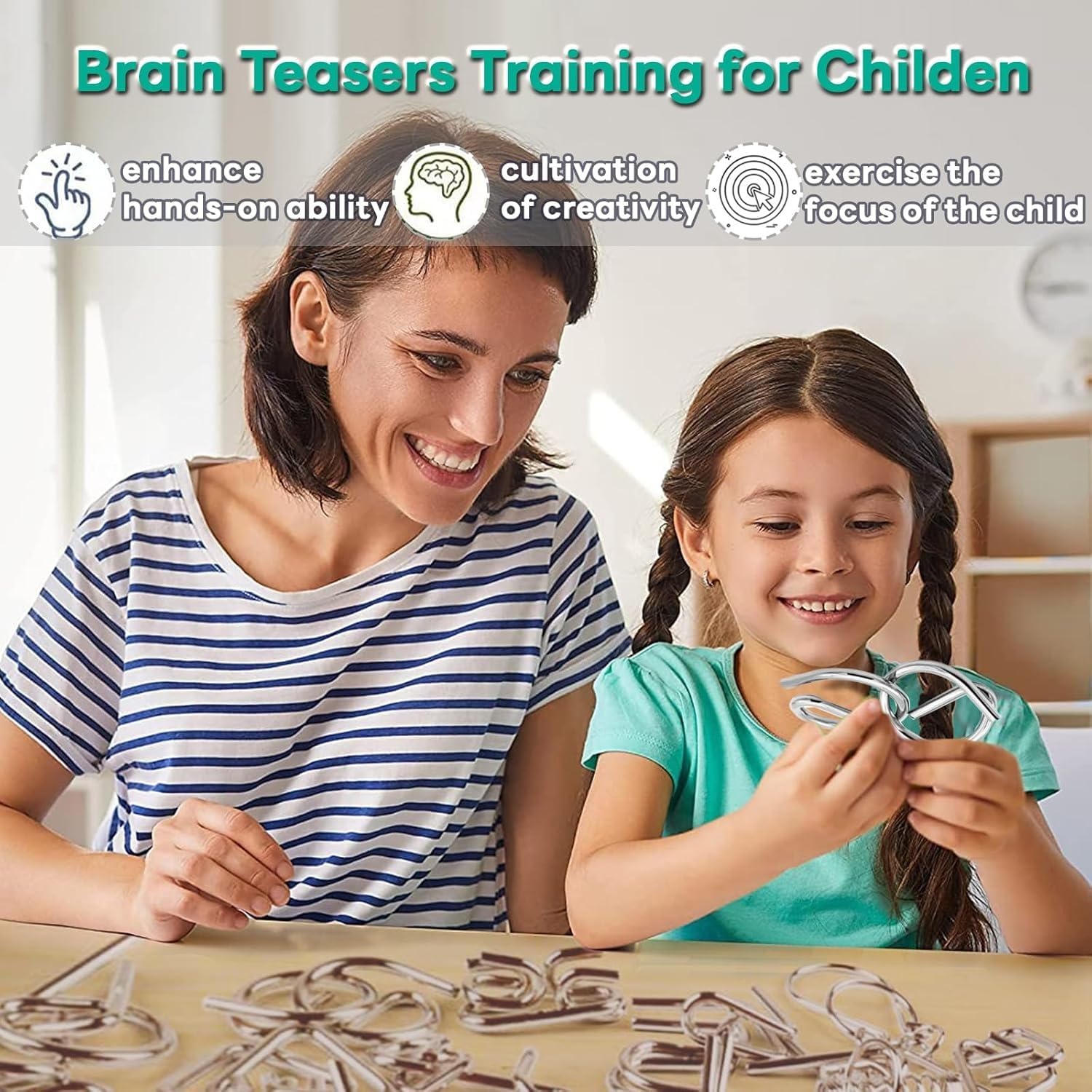 Street27® 36 Pcs Brain Teasers Metal Wire Puzzle Set – Fun and Challenging Puzzle Games for Adults and Kids for Problem Solving and Mind Exercise Educational Fidget Toys Untangling Puzzle