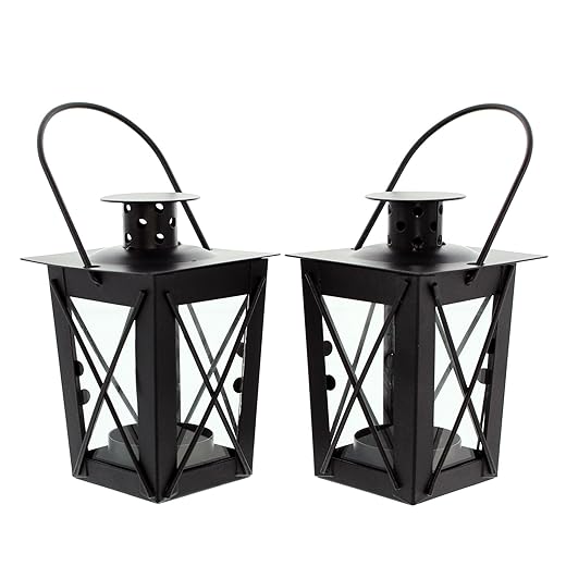 FRANK FLECHTWAREN Metal Mini Lantern Set of 2 – 7 x 12 x 7 cm