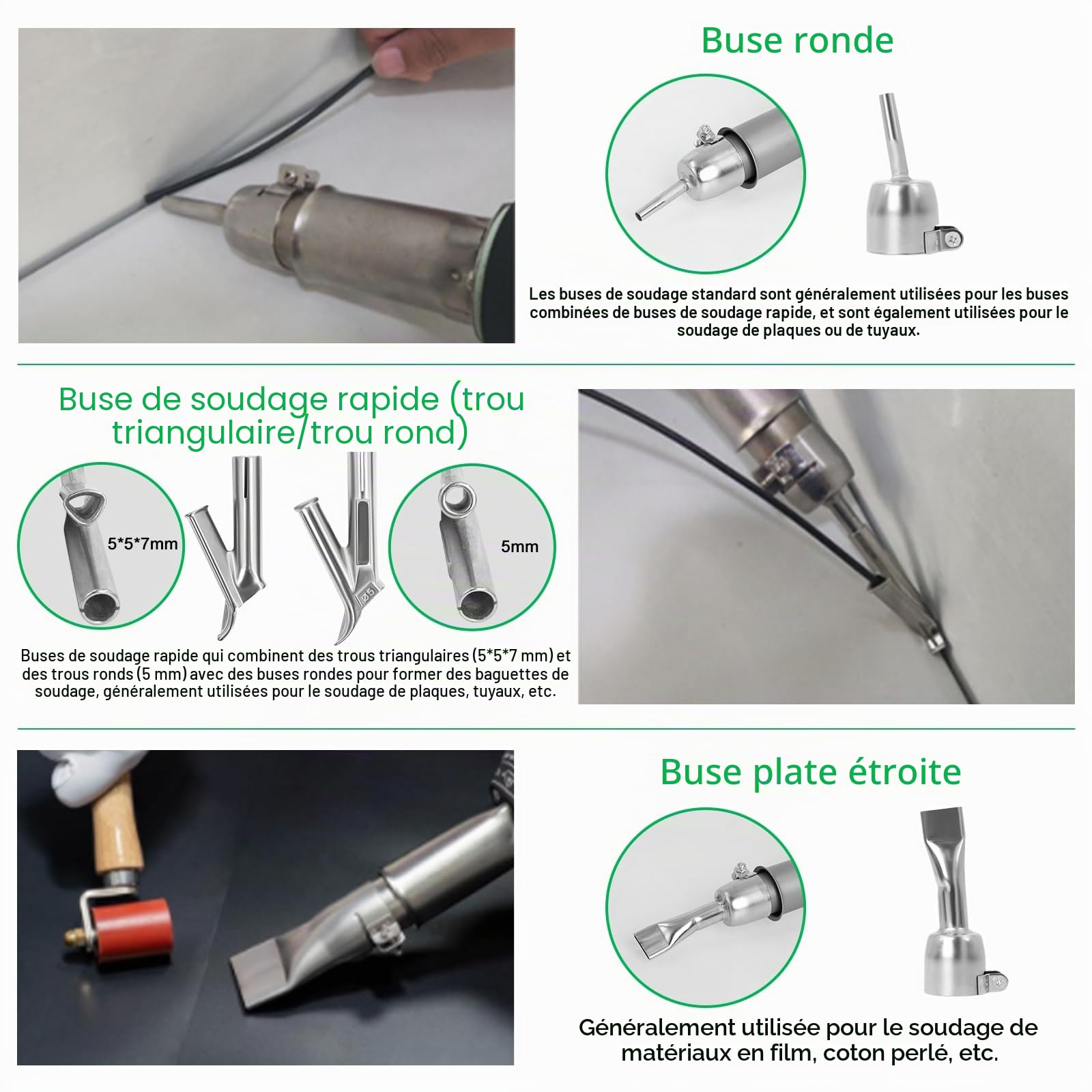 Gekufa Kit de soudage plastique 1600 W – Pistolet de soudage à air chaud 100 V avec contrôle de température réglable, buses multiples pour PVC, TPO, réparation de vinyle, pare-chocs de voiture