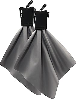SPUDZ Classic Microfiber Lens Cleaner – Clip-On Pouch, Washable – for Binoculars, Scopes, Glasses, Screens | Black, 10 x 10 Inch (2-Pack)