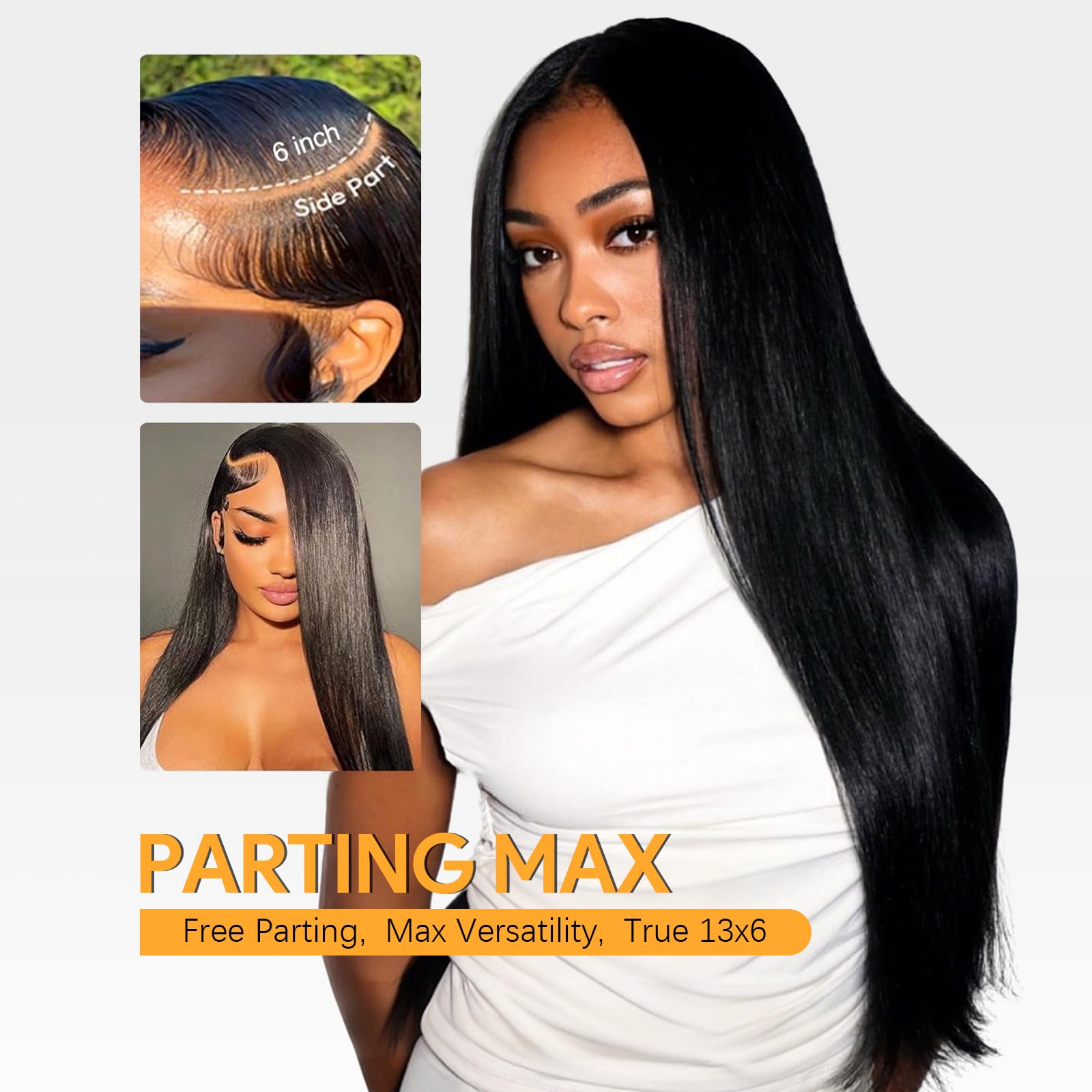 Junemet 22 Inch 13x6 200% Density HD Lace Front Wigs Human Hair Wig Bone Straight Human Hair Wigs Glueless Real Brazilian Virgin Human Hair Lace Frontal Wigs Pre Plucked for Women - Image 2