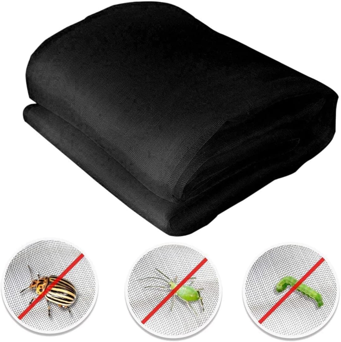 Agfabric Garden Netting 6.5ft x25ft Insect Pest Barrier Bird Netting for Garden Protection,Row Cover Mesh Netting for Vegetables Fruit Trees and Plants,Black