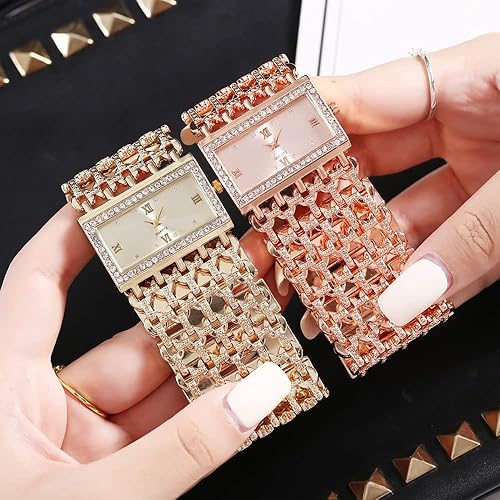 Miniatura 5 de Weicam Reloj de pulsera de cuarzo analógico con esfera cuadrada de cristal para mujer