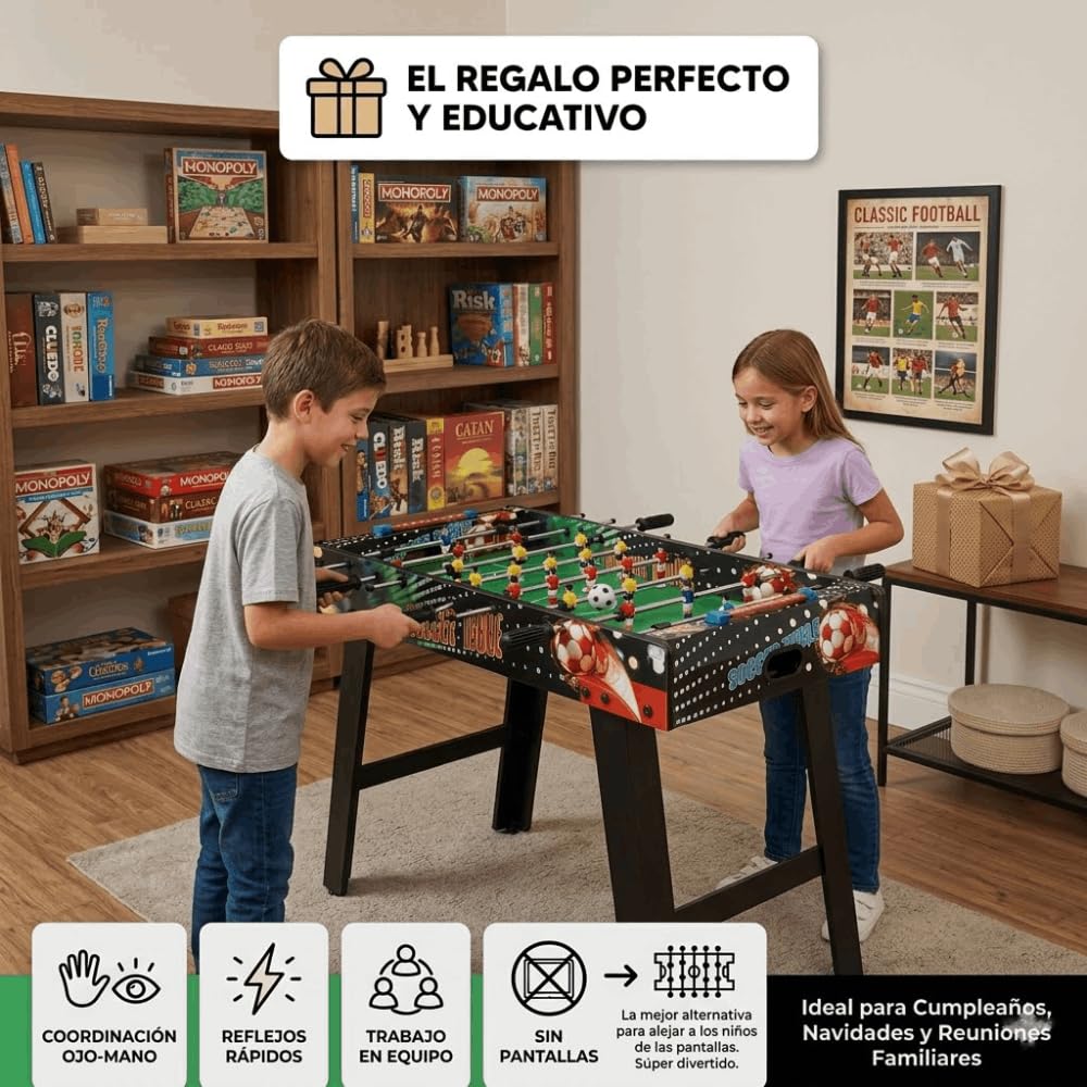 DEVESSPORT Mesa de Juego | Futbolín, Hockey o Billar con Patas | Compacta 69x37x60 cm con Accesorios Incluidos | Ideal para Niños y Adultos | Diseño Estable y Fácil de Usar