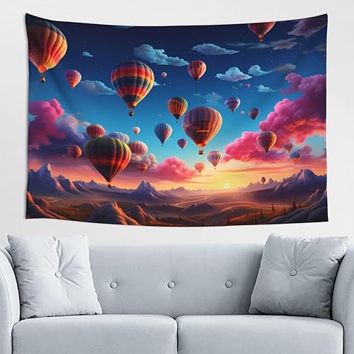Bedbliss Tapiz de pared con globo aerostático, decoración festiva para el hogar y acento versátil, 40 x 60 pulgadas