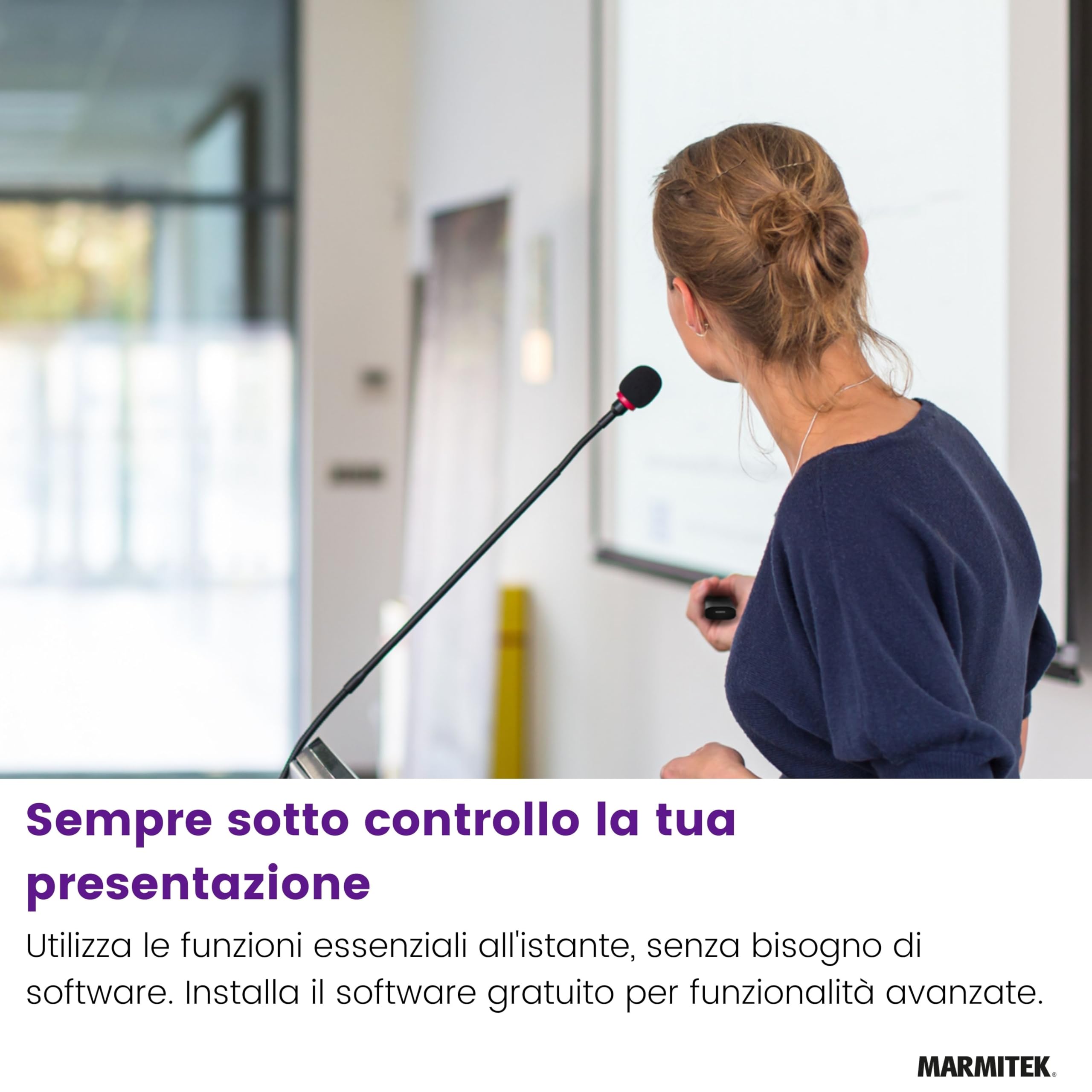Presenter per presentazioni Marmitek WPR 400A – Puntatore digitale e Air Mouse – Funzione zoom e evidenziazione – Ricevitore USB-C e USB-A – Presentazioni – Wireless Presenter – Clicker PowerPoint