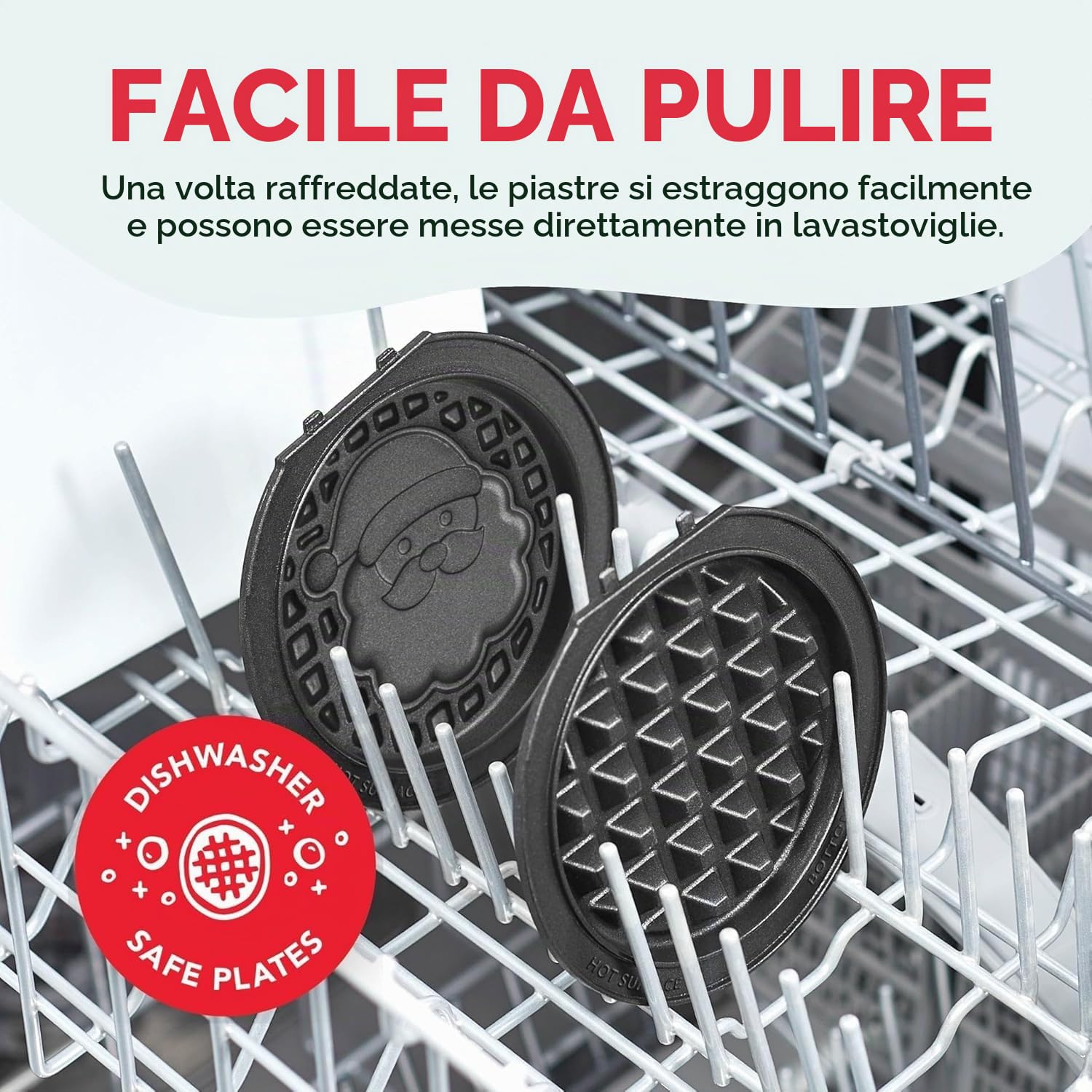 DASH Multimaker con 7 piatti rimovibili: waffle e piastra riscaldante + 3 piatti a tema Babbo Natale, zucca, pupazzo di neve, mini waffle per Halloween e Natale, per bambini e
