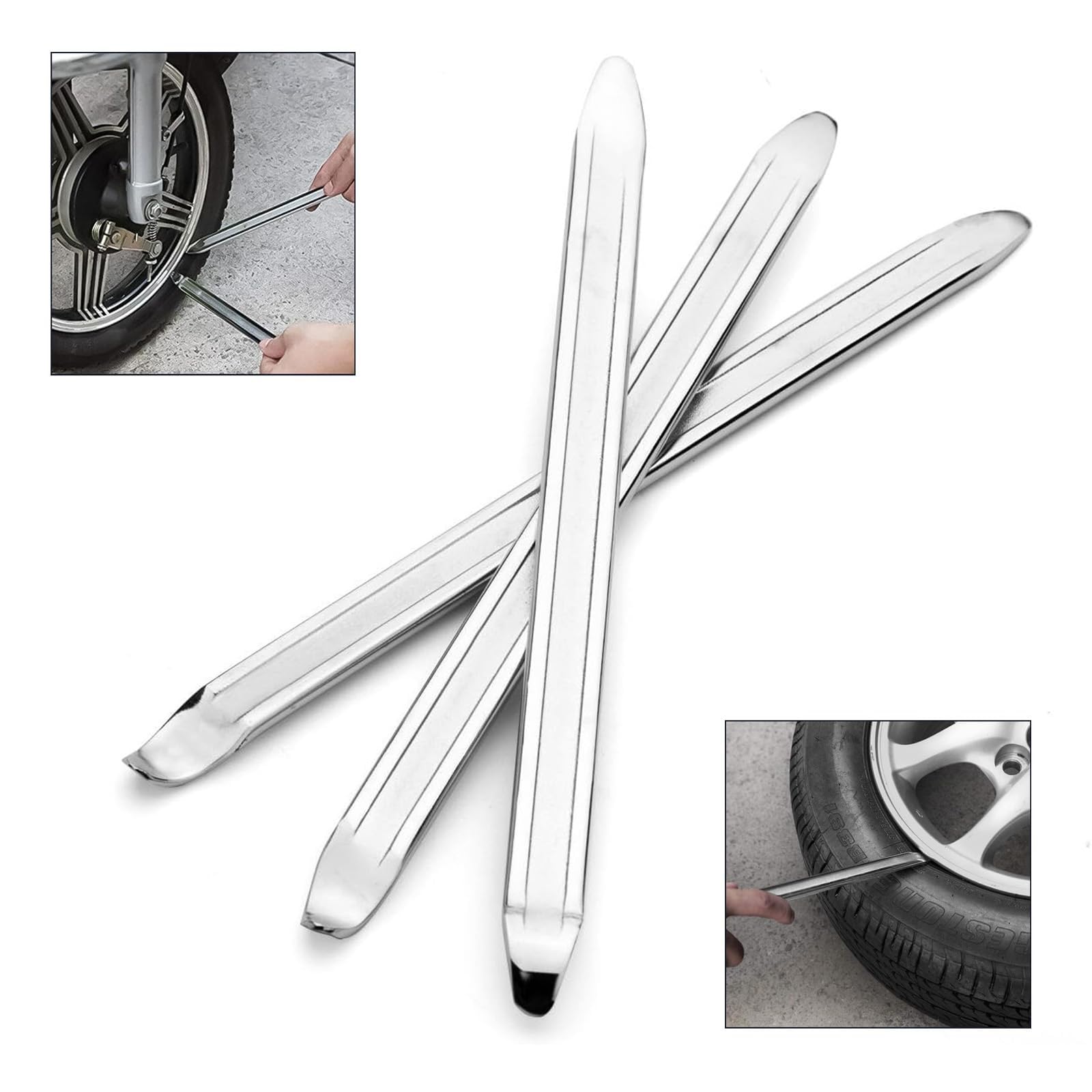 3 pezzi leve per pneumatici bicicletta, 30cm ferro di montaggio, leva per montaggio pneumatici in acciaio ad alta resistenza, attrezzo per montaggio pneumatici per moto, bicicletta, auto
