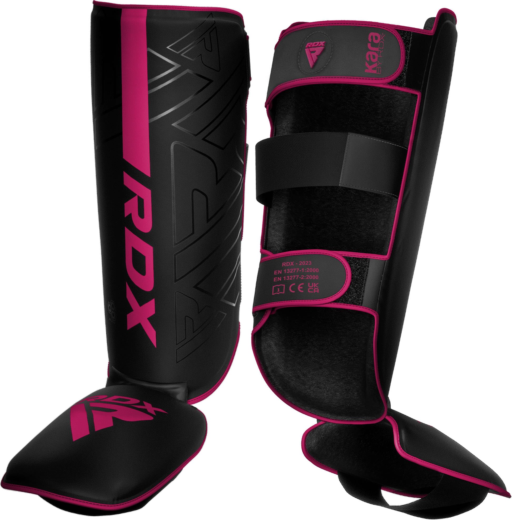 RDXShin Guards for Kickboxing, Muay Thai, MMA and Training Pads, Maya Hide Leather KARA Instep Foam Protection, Leg Foot Protector for Martial Arts, Sparring, BJJ and Boxing Gear