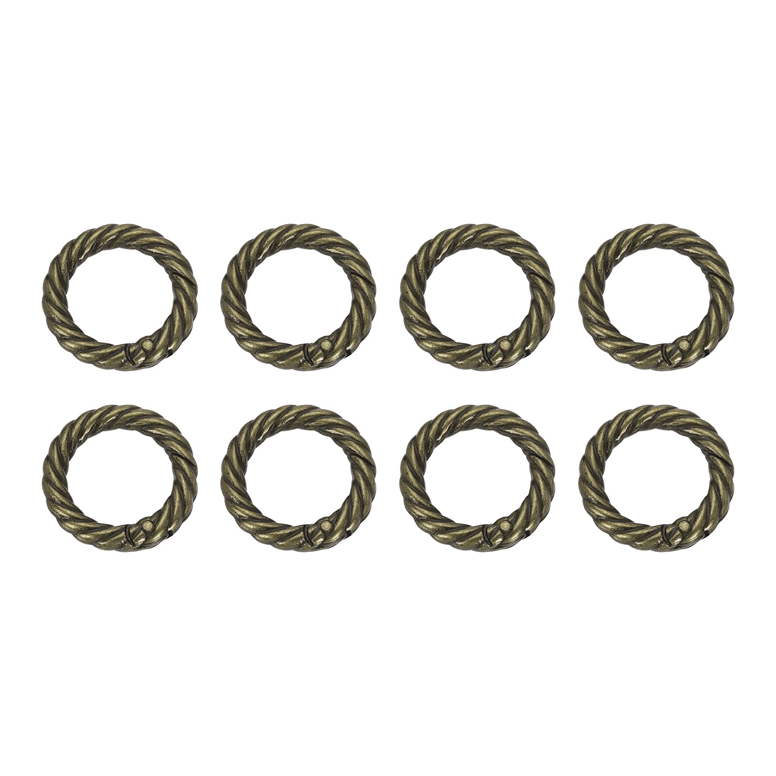 sourcing map 8pcs Spring O Rings 3/4"(20mm) Round Trigger Metal Snap Hook Circle Key Ring Clip Keychain for Bags Handbag Purses Keyring Buckle, Bronze