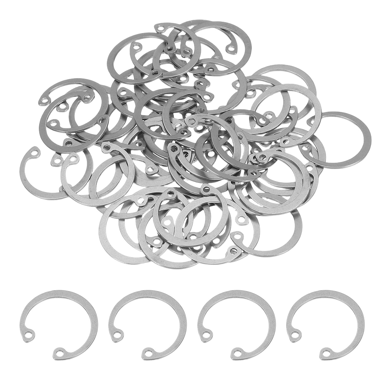 PATIKIL 50 Pcs 22mm ID Internal Retaining Rings E-Clip Snap Ring 304 Stainless Steel, Silver