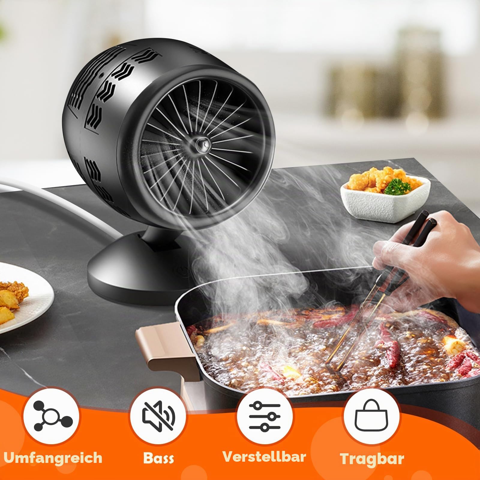Mini Dunstabzugshaube,Geräuscharmut Mini Abzugshaube,Tragbare Abzugshaube,Mini-dunstabzugshaube,Tisch Abzugshaube für Steak Grillen BBQ Camping Wohnmobil Reise