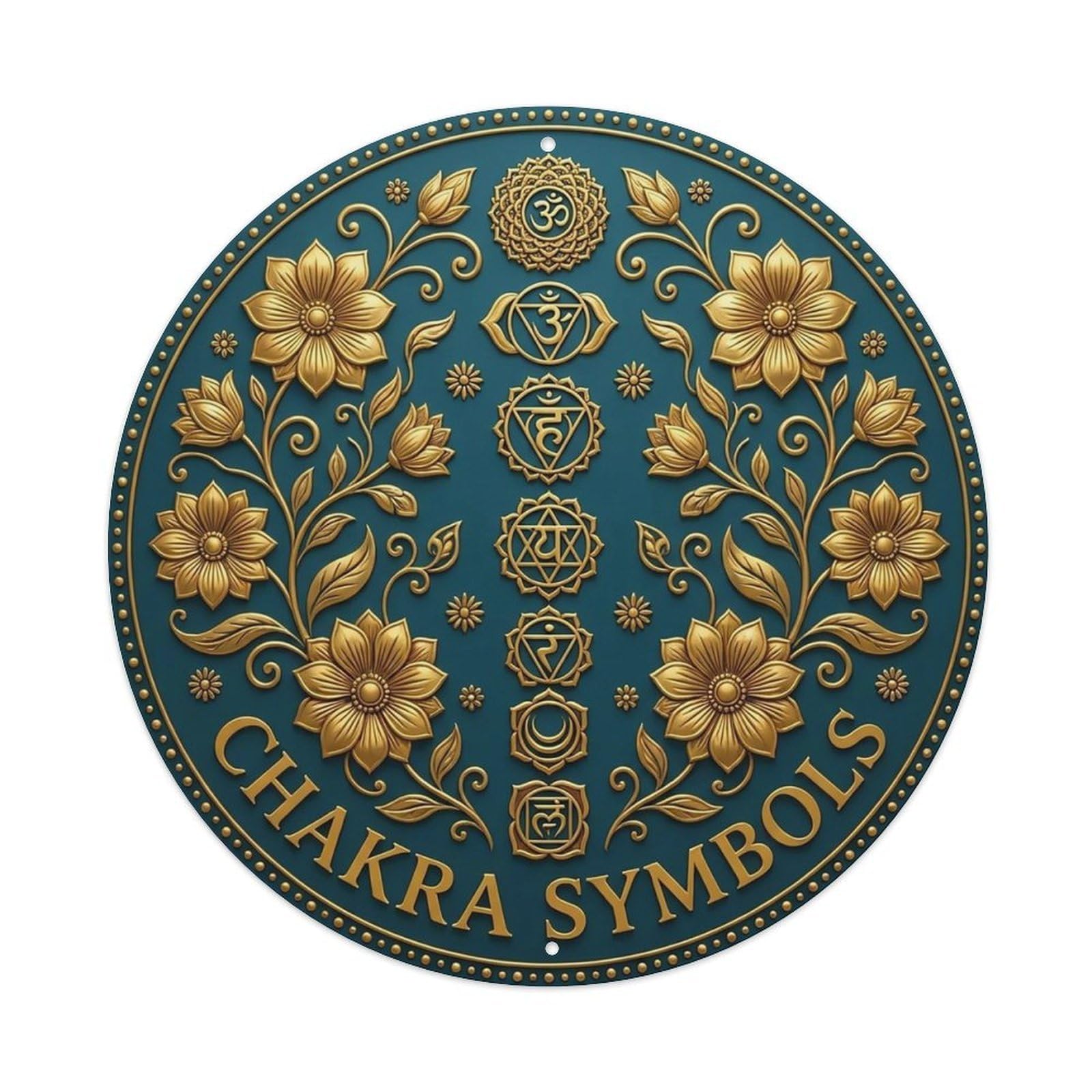 Vintage Chakra Symbols Flower Zen Yoga Metal Tin Sign