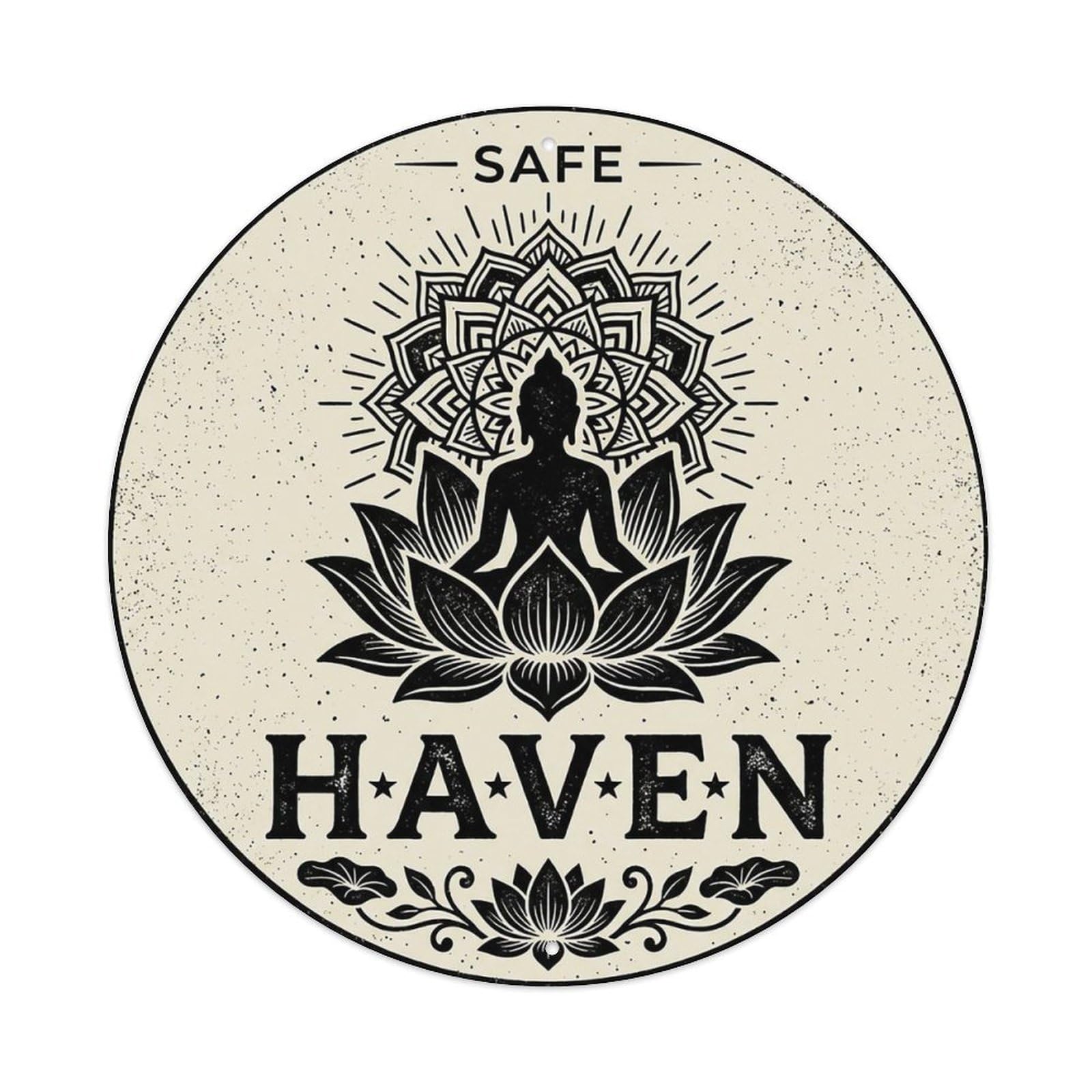 Zen Flower Meditation Den Haven Vintage Metal Tin Sign Plaque Wall Decor for Cafe, Club Bar, Office, Garden Metal Poster 8x8Inch
