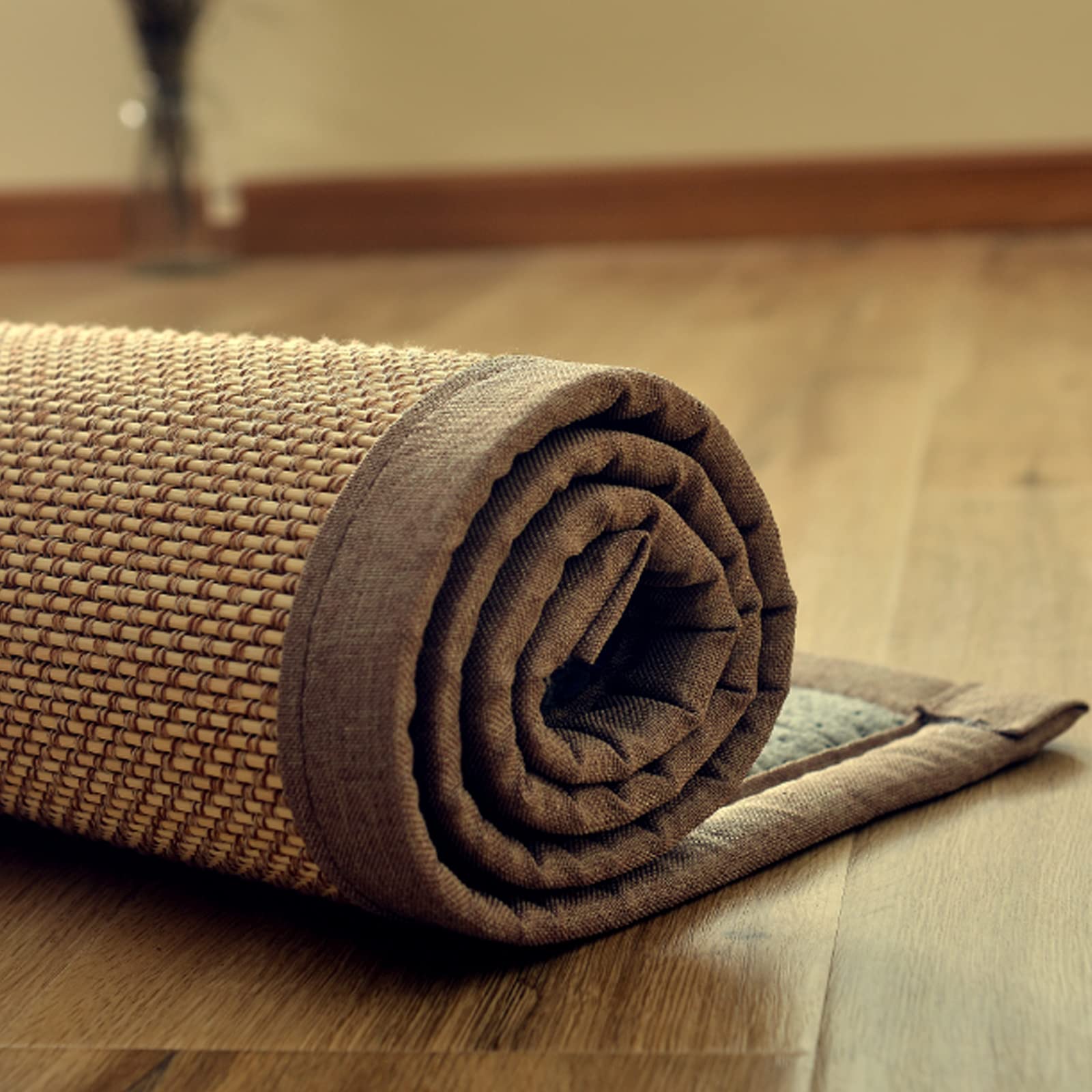 100 % natürlicher Bambusteppich, bequeme Bambusmatte, große Rattan-Matratze, Sommer-Bodenmatte, 1,5 cm dick, für Flur, Wohnzimmer, Schlafzimmer, personalisierbar (B 100 x H 260 cm, 39 x 102 cm)