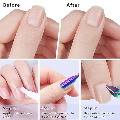 Miniatura 5 de Cortador de cutículas con empujador de cutículas y tijeras, removedor de cutículas, herramientas profesionales de manicura de pedicura duraderas, De