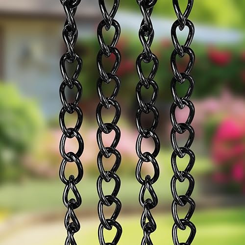 Miniatura 9 de MikaYYeaga Cadena de lluvia, 8.2 pies con recubrimiento de polvo negro, cadenas de lluvia en forma de corazón para canaletas