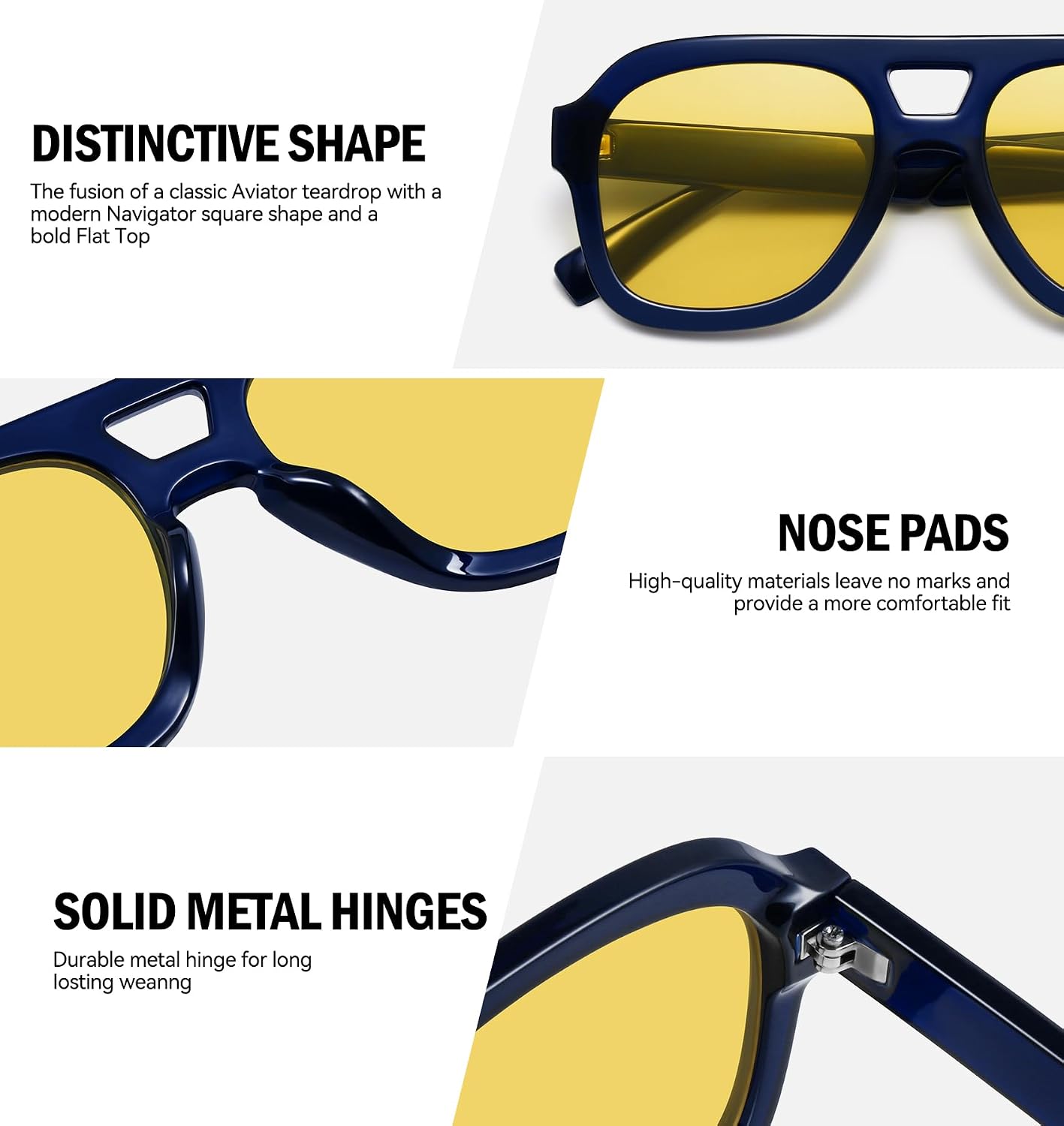 Retro 70s Chunky Square Oversized Aviator Sunglasses for Women men image 4