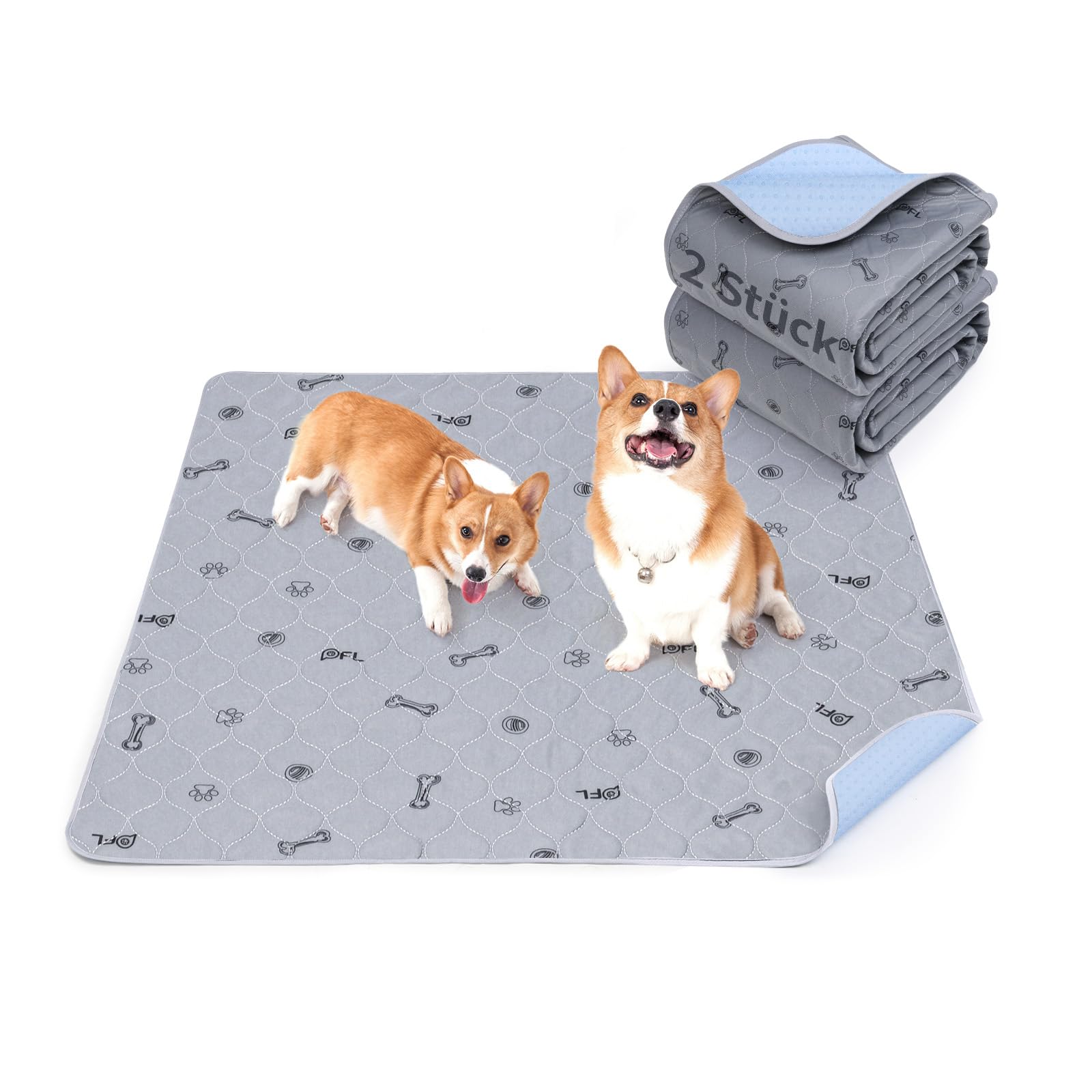 2 Stück sehr saugfähig Welpenunterlagen, 80*92cm Wasserdicht und waschbar Puppy Training Pads,rutschfeste Hundedecke für Sofa und Boden