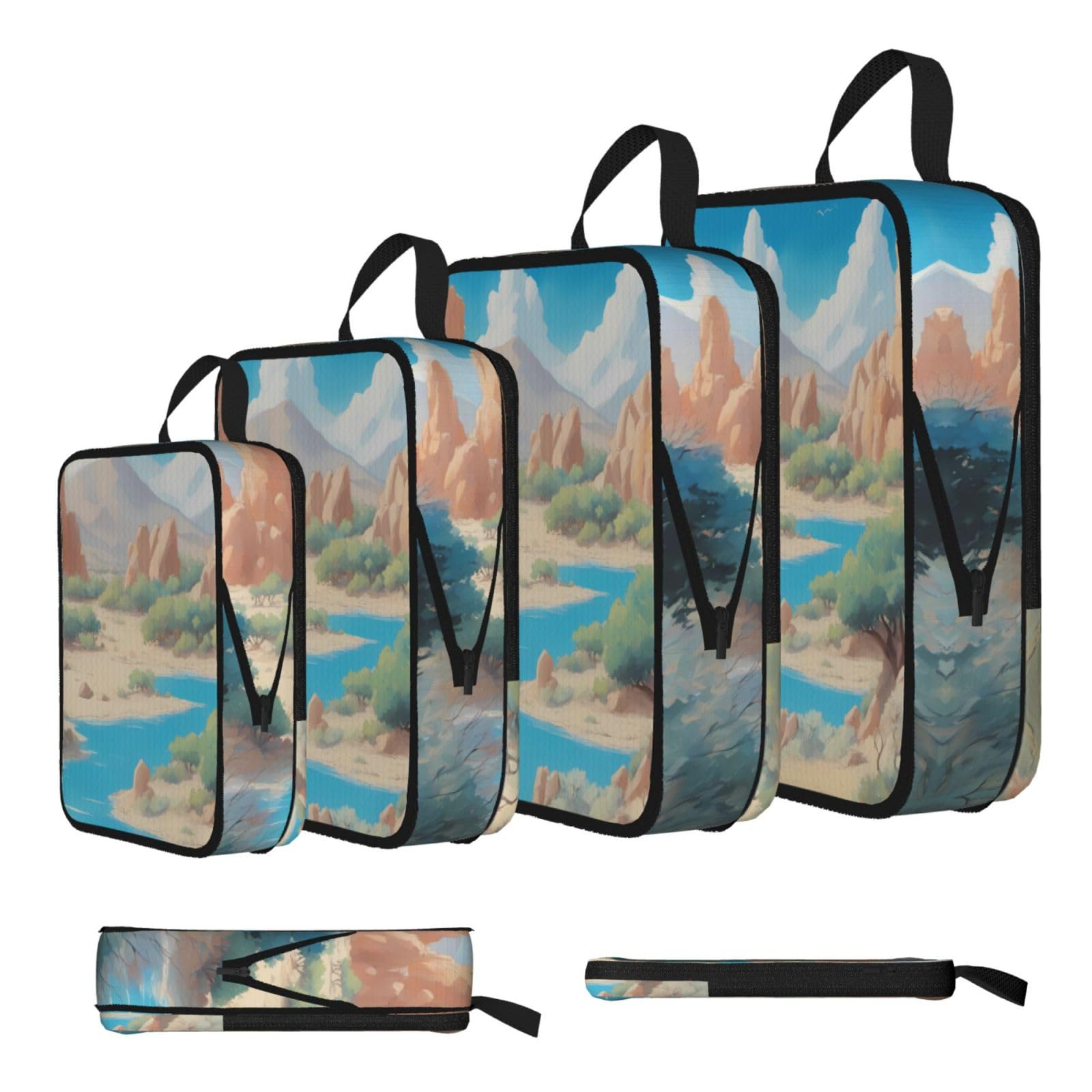 Sxzvvbn Black Oasis In The Desert Compression Packing Cubes 4 Piece Set