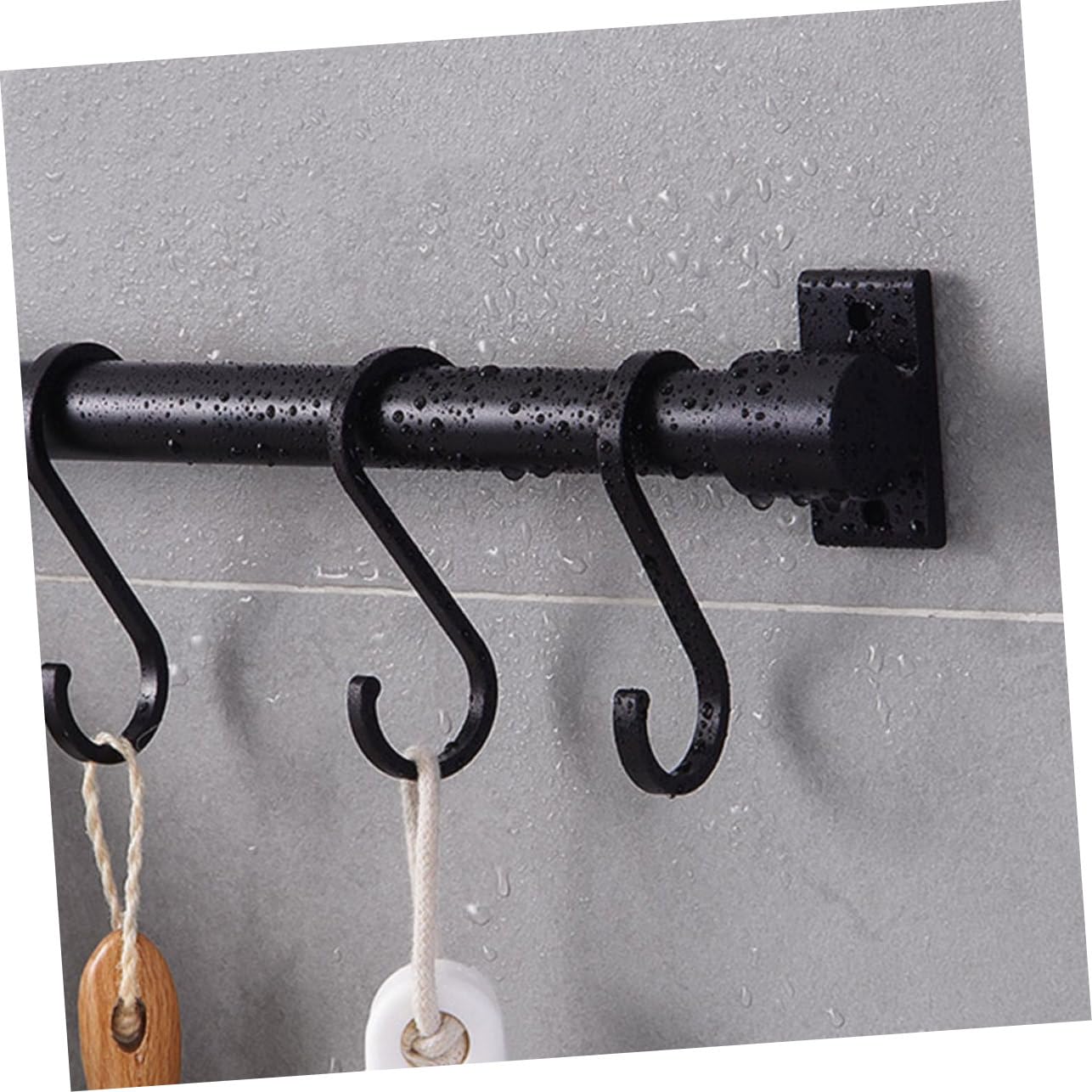 SOLUSTRE Barra para Colgar Utensilios de Cocina y Sartenes, Soporte de Pared Multifuncional de Aluminio Espacial Negro, Estante Desmontable Adecuado para Cocina y Baño