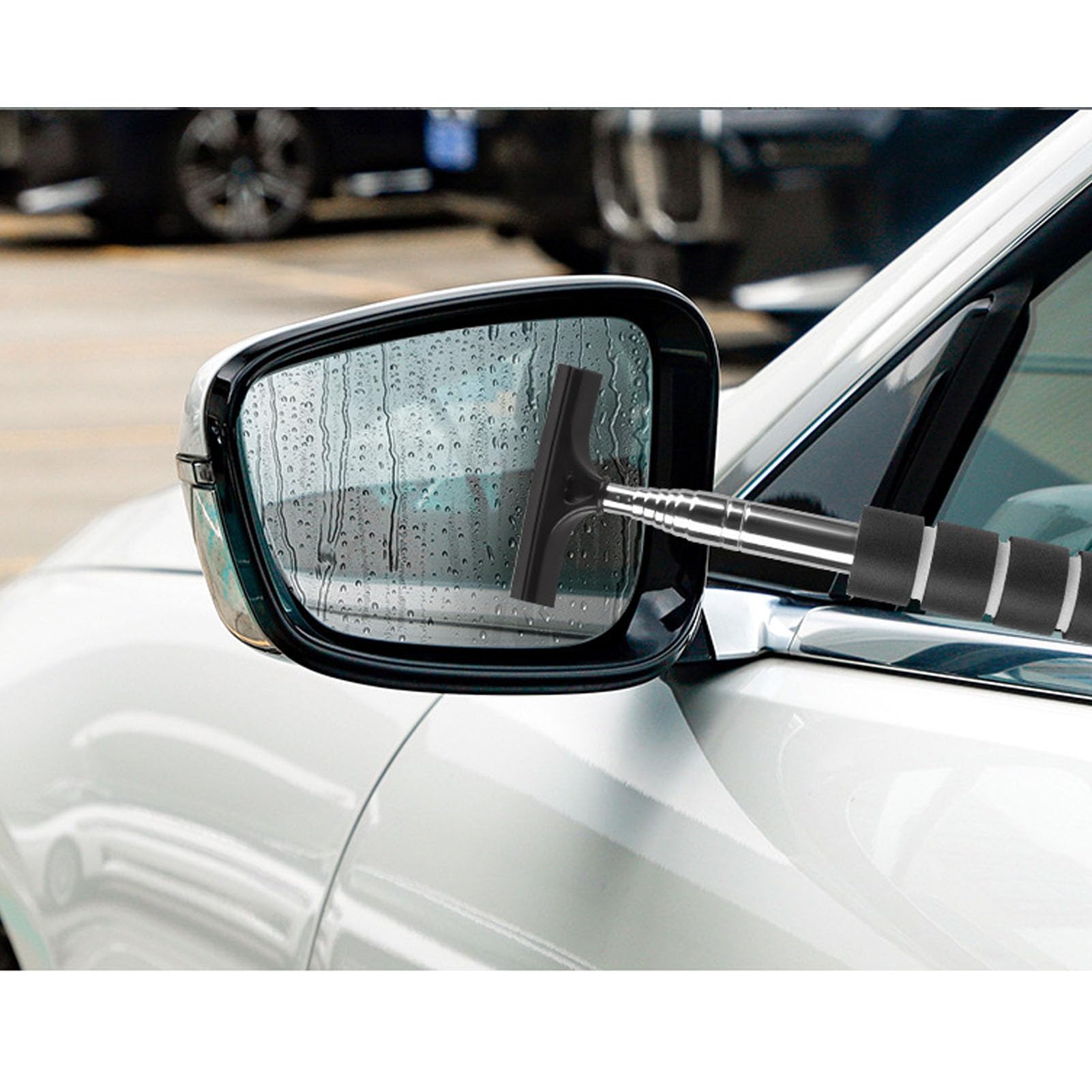 Rearview Mirror Wiper, Extendable Windshield Glass Scraper, Multifunctional Window Glass Cleaner for Car (Black)