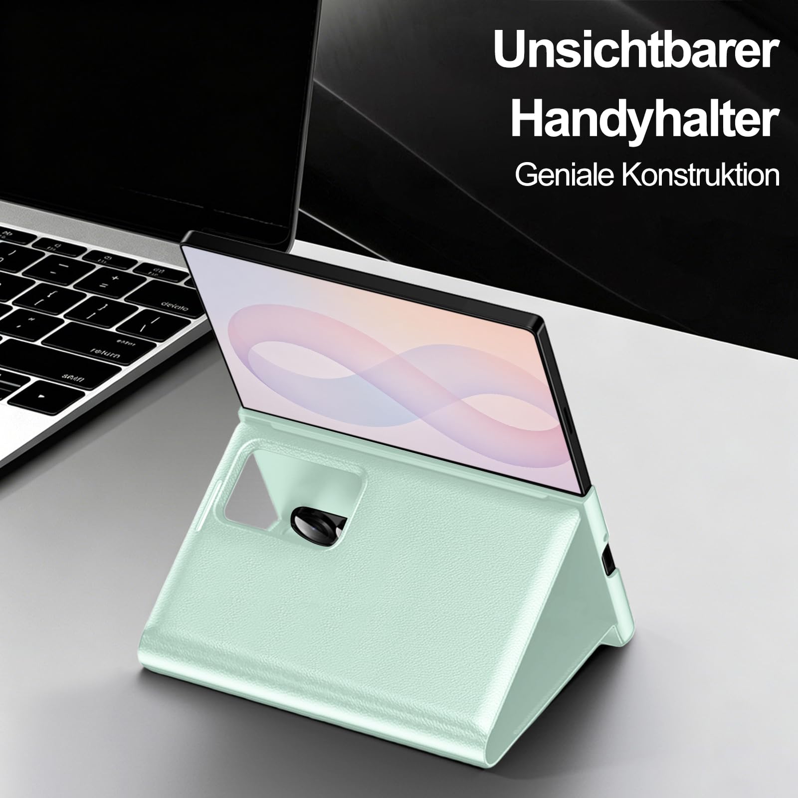 Custodia a portafoglio per Samsung Galaxy Z Fold 8, in pelle PU, con scomparto per carte di credito, supporto e finestra, antiurto con protezione per fotocamera, verde chiaro