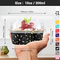 Vista 2 de EUSOAR Moldes para pasteles con tapas, 50 piezas de 10 onzas / 10.1 fl oz cuadrados para cupcakes, moldes desechables, recipientes de papel