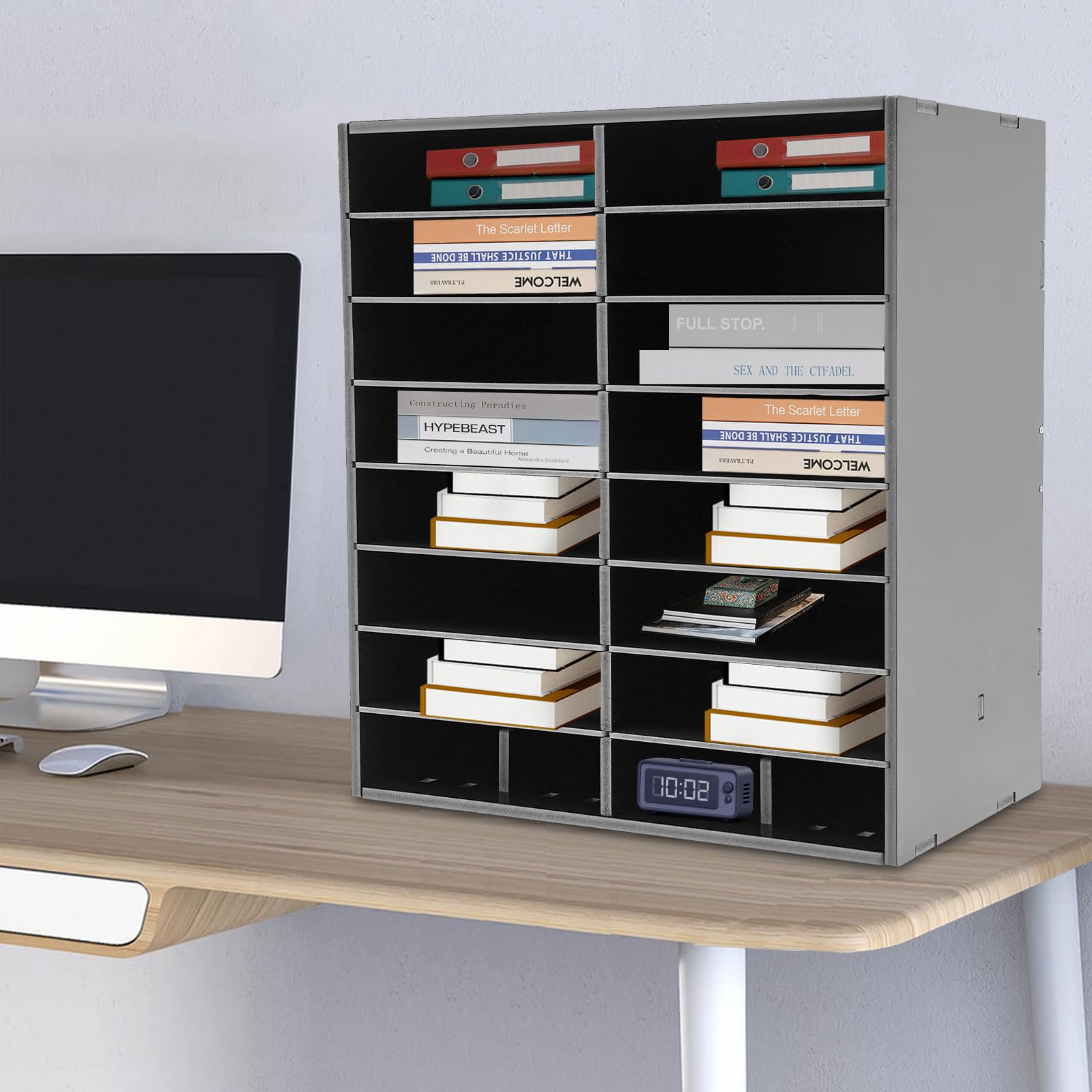Raccoglitore a 16 scomparti in PVC resistente, colore nero