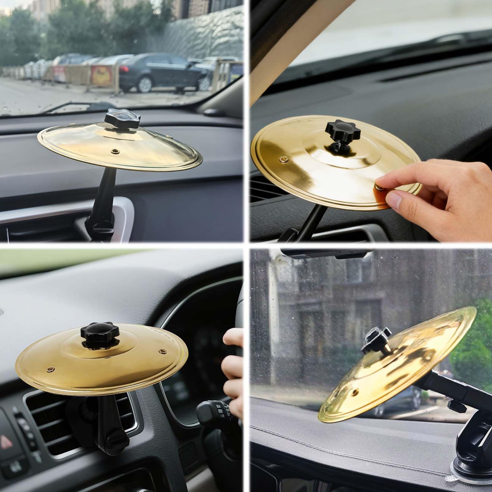 Lot de 2 Cymbales voiture Accessoire Musical pour Voiture,Cymbale pour voiture,Cymbales D'aération De Voiture,Cymbales Crash en acier inoxydable,avec Mini Cymbale De Voiture pour l'intérieur.