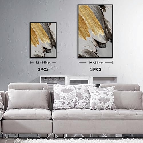 Miniatura 3 de SCOAGE Lienzo decorativo enmarcado para pared, juego de impresiones abstractas de graffiti con líneas de trazos de tinta, pósteres de pinturas