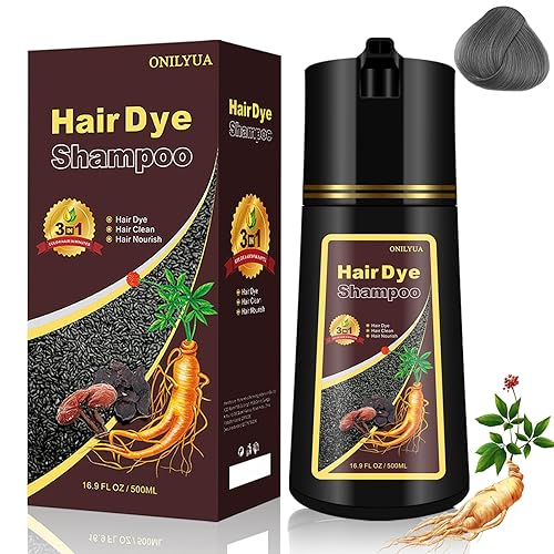 Champú de tinte para el cabello gris plateado 3 en 1, retoque de raíces, cobertura de cabello gris para mujeres y hombres, el color natural del