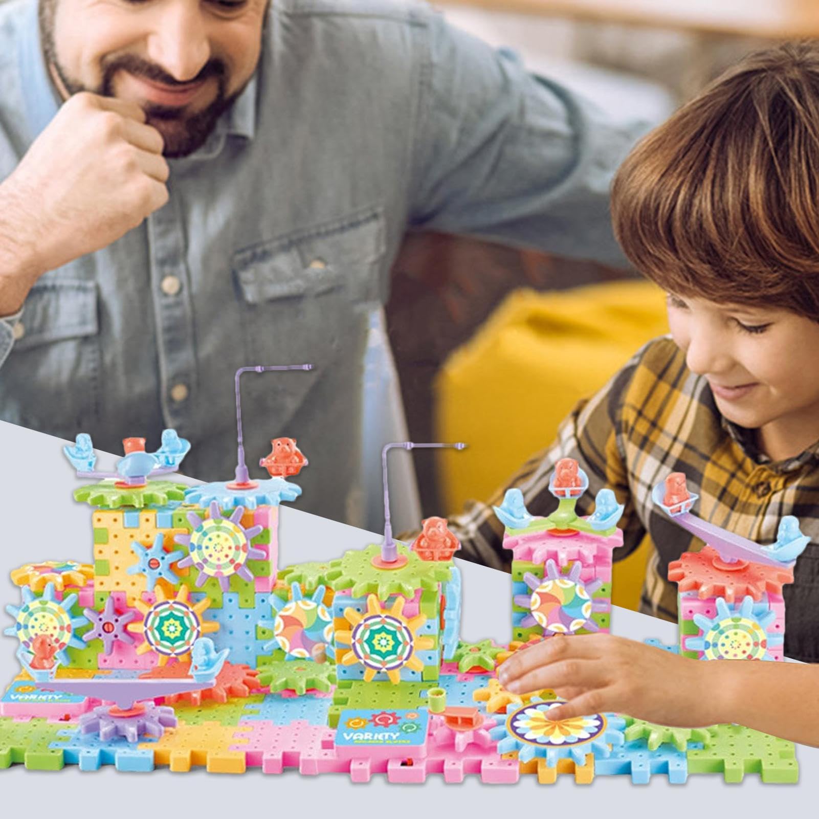 de construcción de Engranajes de ladrillo eléctrico - Juego de Juguetes de Ladrillos eléctricos,Engranajes giratorios entrelazados Reutilizables Que construyen Juguetes educativos para